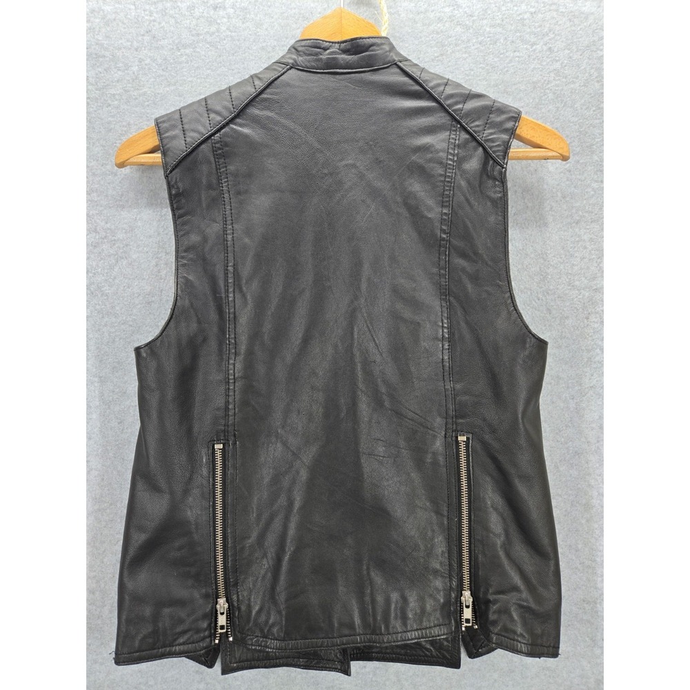 Red Leatherette Black Motorcycle Moto Biker Zip Up Vest size 8 - Picture 5 of 10